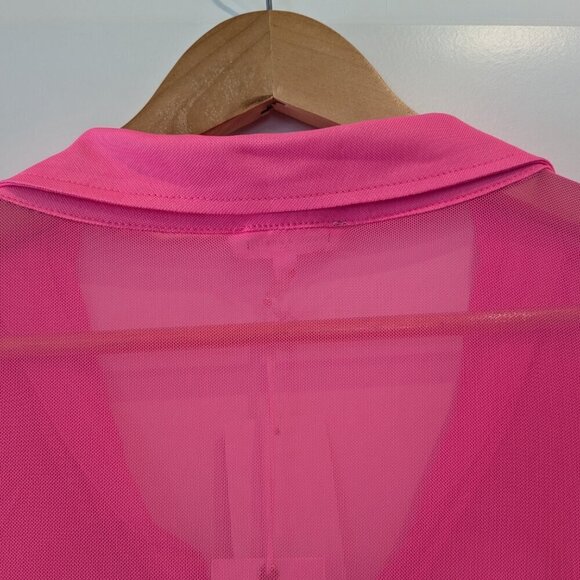 Good American Ruched Sheer Mini Shirt Dress Size 4XL Pink Long Sleeve Button NWT - Picture 10 of 16